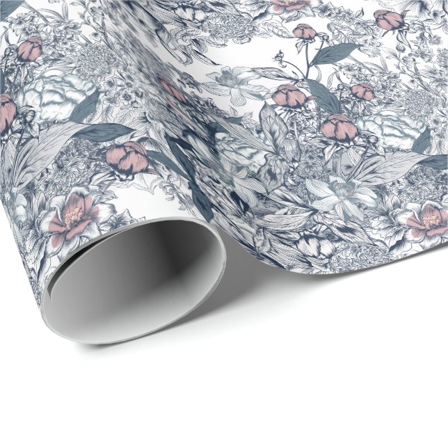 Toile-De-Jouy Pattern Wedding  Presentpapper (Rullad Hörn)