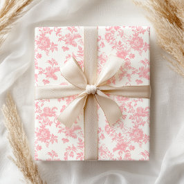 Toile de Jouy Pink Bow Girl First 1st Birthday Presentpapper