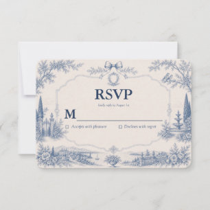 Toile de Jouy Platsens historia RSVP-kort Tack Kort