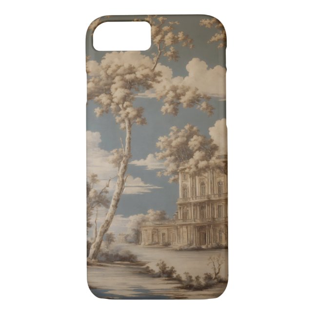 toile de jouy röknouveau art deco silver flas Case-Mate iPhone skal (Baksida)
