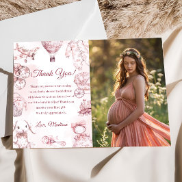 Toile De Jouy Rosa Baby Shower Party Photo Inbjudningar