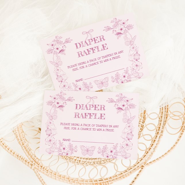Toile De Jouy  Rosa Blommigt Diaper Raffle Tilläggskort (Skapare uppladdad)