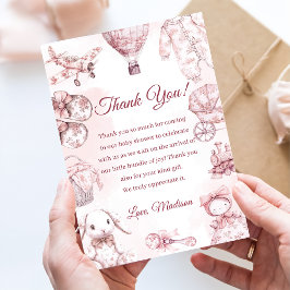 Toile De Jouy Rosa Flick Baby Shower Fest Inbjudningar