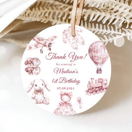 Toile De Jouy Rosa Födelsedagsfest Gåvor Etiketter