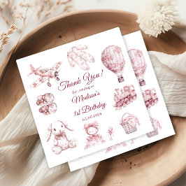 Toile De Jouy Rosa Födelsedagsfest Pappersservett
