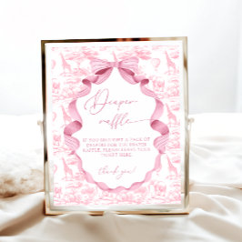 Toile de Jouy Rosa Safari Animals Diaper Raffle Poster