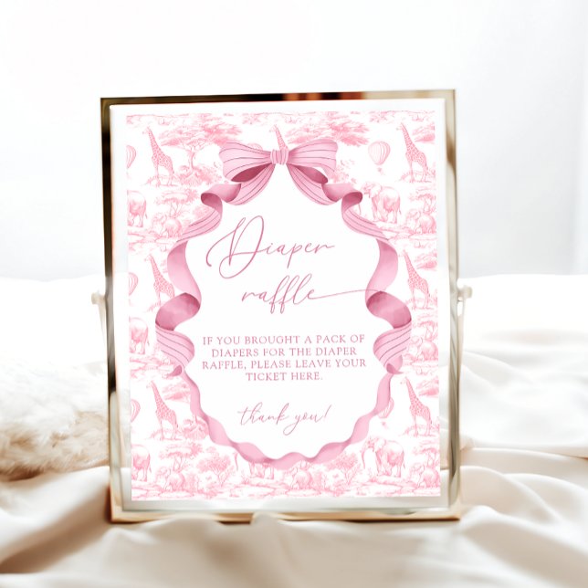 Toile de Jouy Rosa Safari Animals Diaper Raffle Poster (Skapare uppladdad)