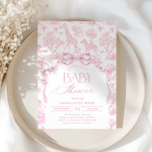 Toile de Jouy Rosa Safari djur Baby shower