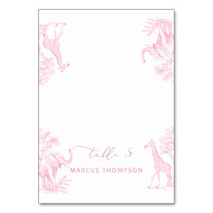 Toile de Jouy Rosa Safari-djur placerar kort