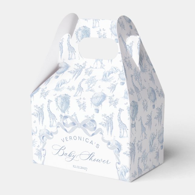 Toile de Jouy Safari animals Arch Blue Shower Presentaskar (Framsidan Sidan)
