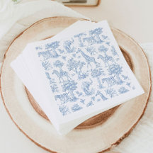 Toile de Jouy Safari animals blue Baby duscha