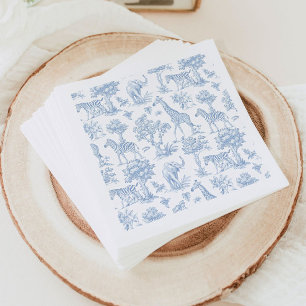 Toile de Jouy Safari animals blue Baby duscha Pappersservett