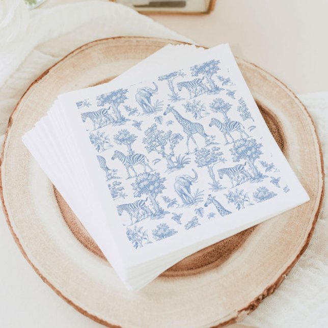 Toile de Jouy Safari animals blue Baby duscha Pappersservett (Skapare uppladdad)