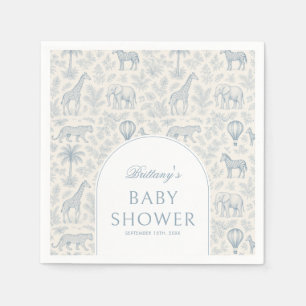 Toile De Jouy Safari Animals Blue Boy Shower Pappersservett