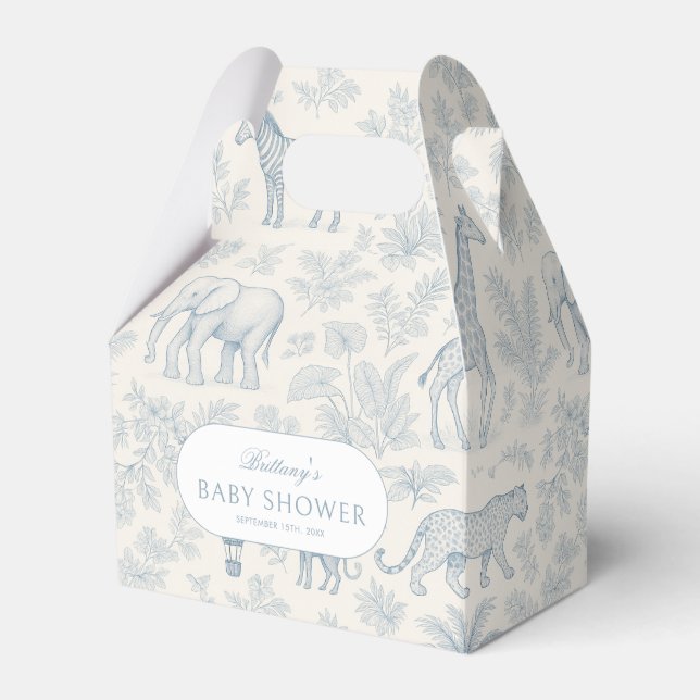 Toile De Jouy Safari Animals Blue Boy Shower Presentaskar (Framsidan Sidan)