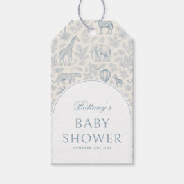 Toile De Jouy Safari Animals Blue Boy Shower Presentetikett