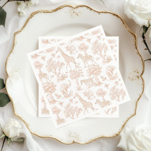 Toile de Jouy Safari animals Boho Baby duscha Pappersservett