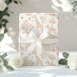 Toile de Jouy Safari animals Boho beige elegant Presentpapper