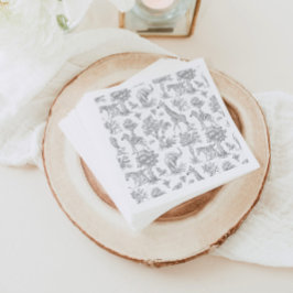 Toile de Jouy Safari animals grått Baby duscha Pappersservett