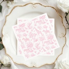 Toile de Jouy Safari animals rosa Baby dusdusch Pappersservett