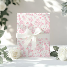 Toile de Jouy Safari animals  rosa elegant Presentpapper