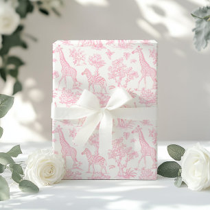 Toile de Jouy Safari animals rosa elegant Presentpapper