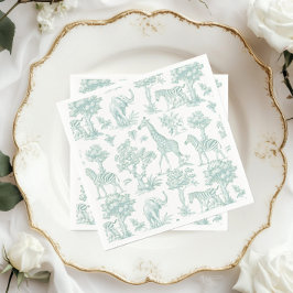 Toile de Jouy Safari animals Sage Baby dusch Pappersservett