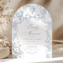 Toile de Jouy Safari Arch Bow Pojke Shower Inbjudningar