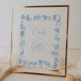Toile de Jouy Safari Baby Shower Cards and Gifts Poster