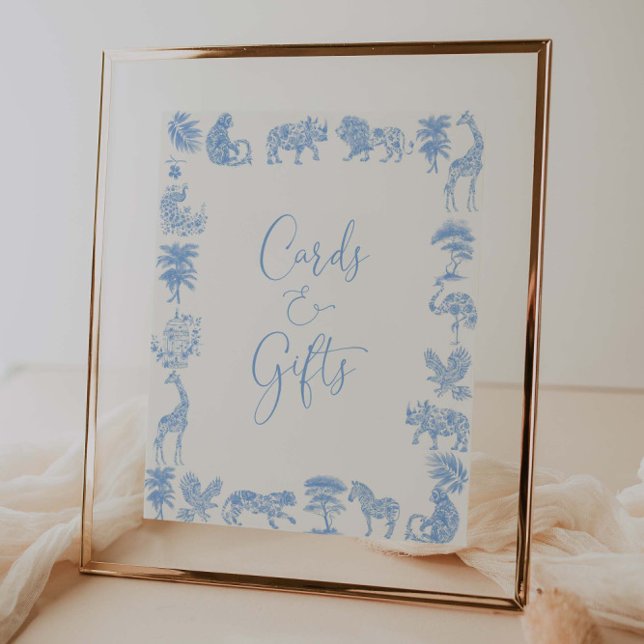 Toile de Jouy Safari Baby Shower Cards and Gifts Poster (Skapare uppladdad)