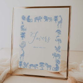 Toile De Jouy Safari Baby Shower Favues Favors Poster