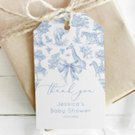 Toile de Jouy Safari Babydusch elegant tack Presentetikett