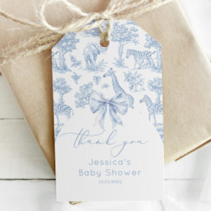 Toile de Jouy Safari Babydusch elegant tack Presentetikett