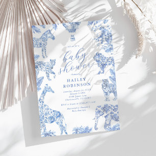 Toile De Jouy Safari Babyfirande Inbjudningar