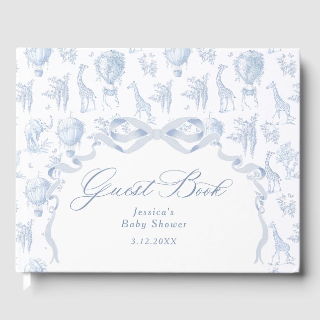 Toile de Jouy Safari Barnrumsfirande Gästböcker (Framsida)