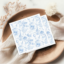 Toile de Jouy Safari Blue Baby Shower Napkins Pappersservett