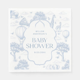 Toile De Jouy Safari Blue Boy Baby Shower Napkins Pappersservett