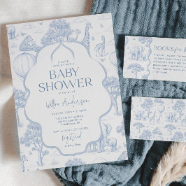 Toile De Jouy Safari Blue Boy Shower Inbjudningar
