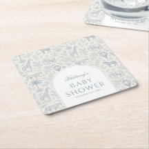 Toile De Jouy Safari Blue Boy Shower