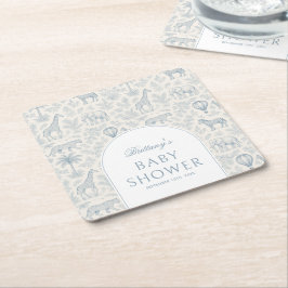 Toile De Jouy Safari Blue Boy Shower Underlägg Papper Kvadrat