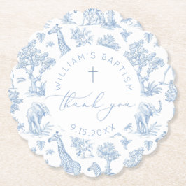 Toile de Jouy Safari Boy Baptism Tack Underlägg Papper