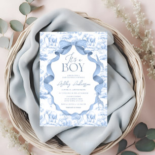 Toile de Jouy Safari Det är en pojke - Babyshower Inbjudningar