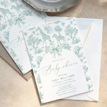 Toile de Jouy Safari grönt Babydusch