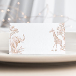 Toile de jouy Safari Könsneutral baby shower-inbju Tilläggskort