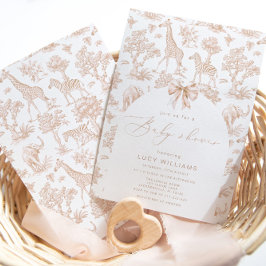 Toile de Jouy Safari könsneutral babydusch Inbjudningar