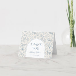 Toile De Jouy Safari Pastel Blue Baby Shower Tack Kort