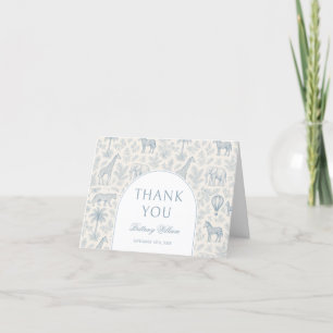 Toile De Jouy Safari Pastel Blue Baby Shower Tack Kort