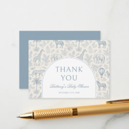 Toile De Jouy Safari Pastel Blue Baby Shower Tilläggskort