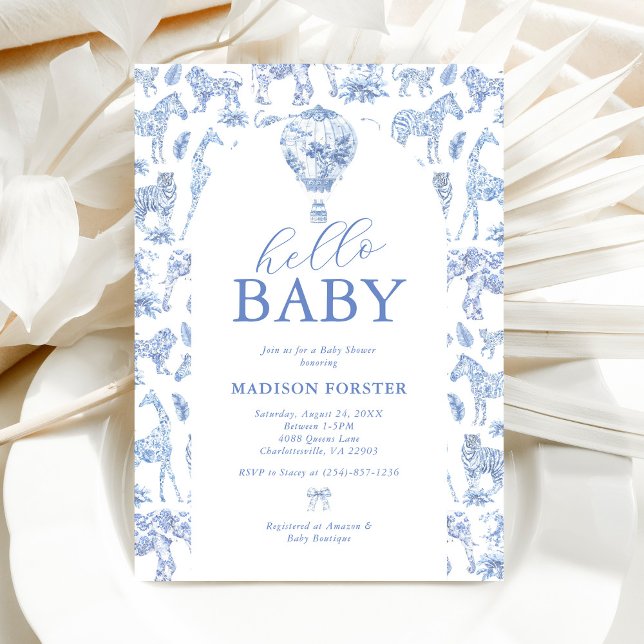 Toile De Jouy Safari Pojke Baby Shower Inbjudningar (Skapare uppladdad)