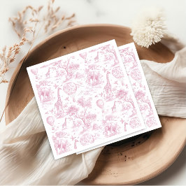 Toile de Jouy Safari Rosa Baby Shower Napkins Pappersservett